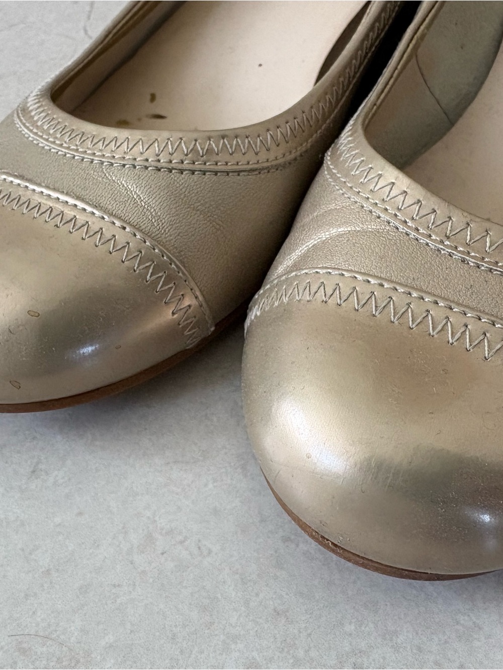 Women's Metallic Champagne wedge heel